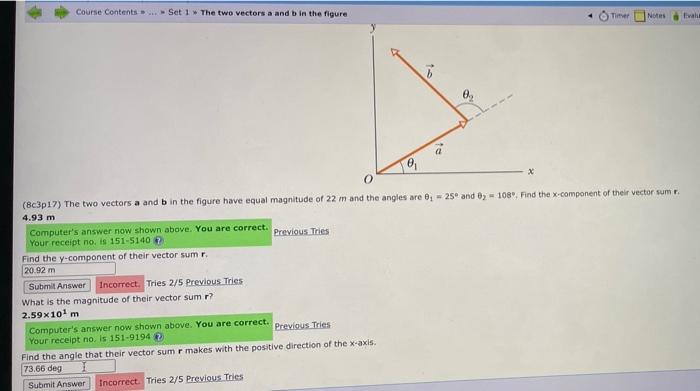 Course Contents Set 1 The Two Vectors A And In The Figure X 8c3p17 The Two Vectors A And B In The Figure Have Equal 1