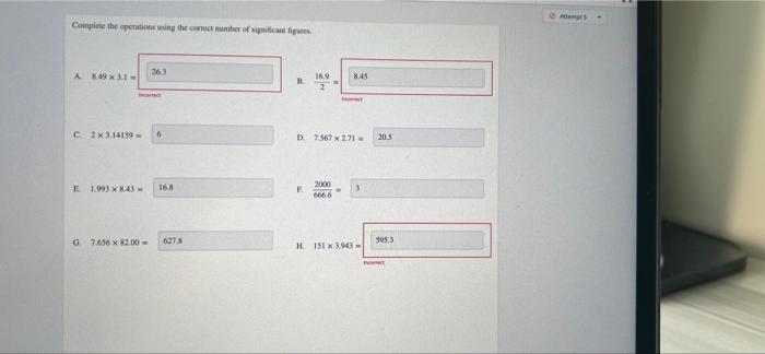 Complete The Operations In The Correct Number Of Significanti A 1931 763 8 45 3 16 9 2 C2 X 3 14159 6 D7567 X 2 71 20 1