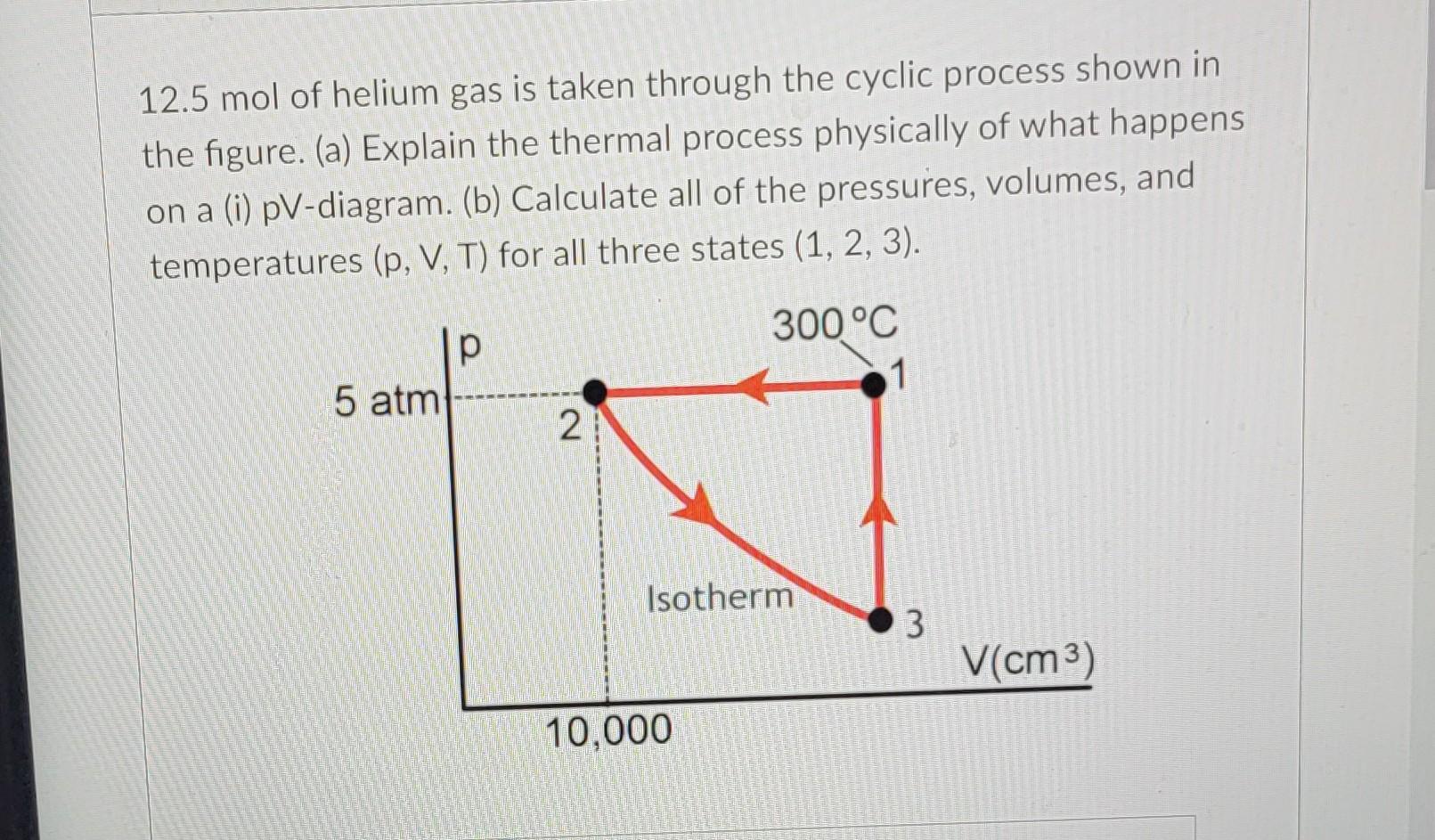 12 5 Mol Of Helium Gas Is Taken Through The Cyclic Process Shown In The Figure A Explain The Thermal Process Physical 1