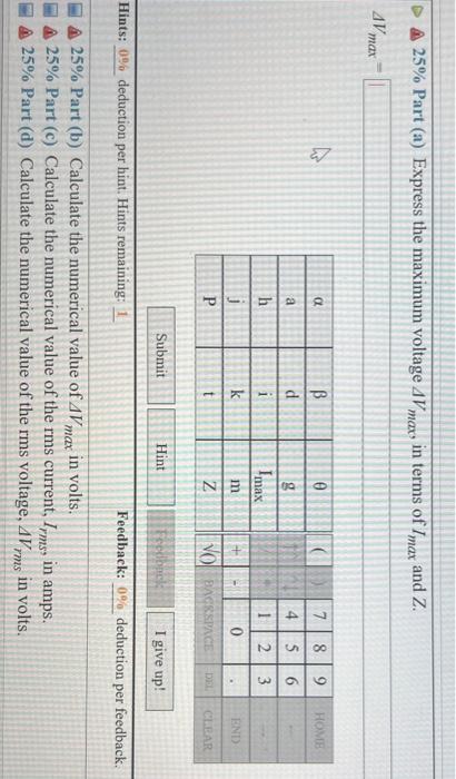 8 Problem 9 In The Simple Ac Circuit Shown On The Right The Impedance Is Z 550 And The Current Is Imar Sinan Wh 2