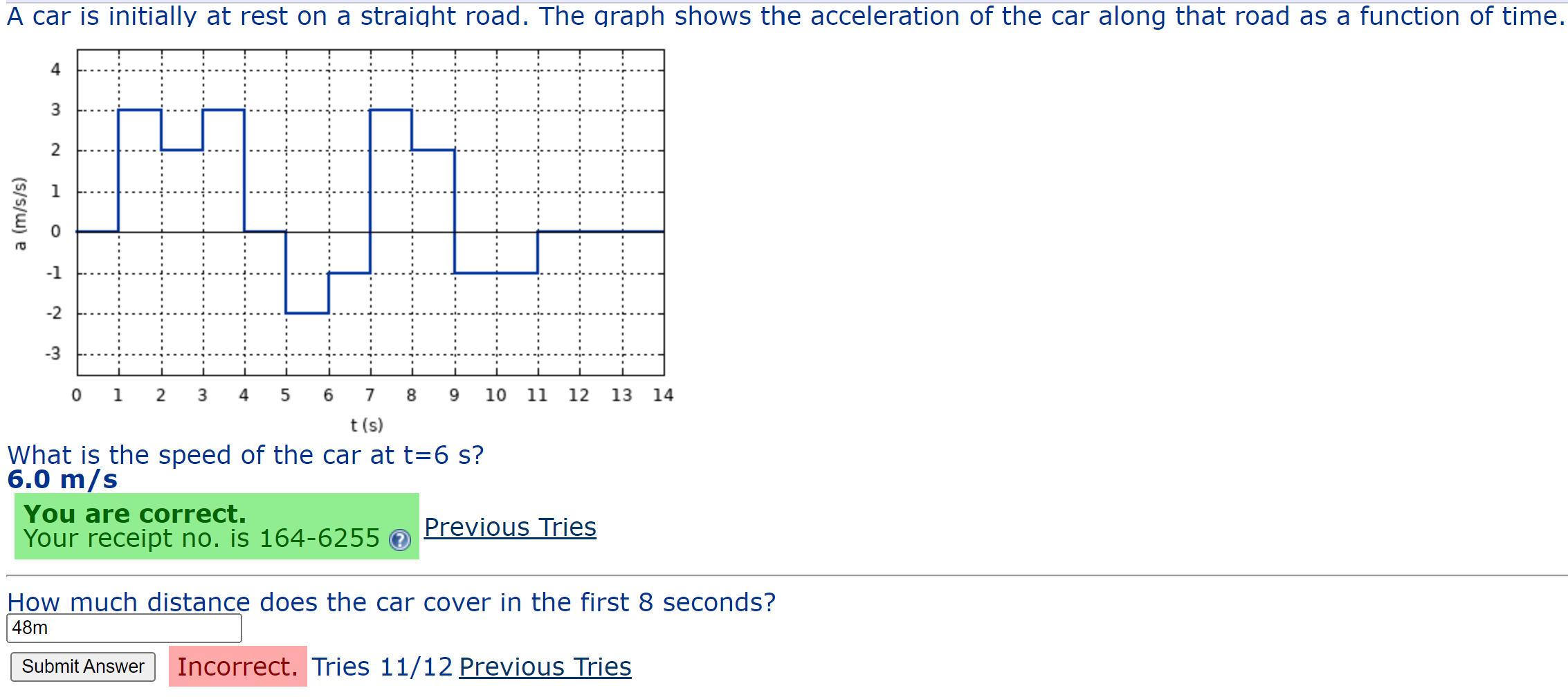 How Much Distance Does The Car Cover In The First 8 Seconds 1
