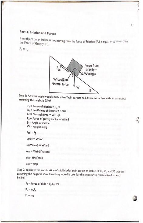 Part 3 Friction And Forces If An Object On An Incline Is Not Moving Than The Force Of Friction F Is Equal Or Greater 1