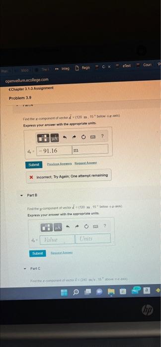 Integ Cx Etext M00 The Regi Openvellum Ecollege Com Chapter 3 1 3 Assignment Problem 3 9 Falla Find The Component Of V 1