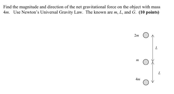 Find The Magnitude And Direction Of The Net Gravitational Force On The Object With Mass 4m Use Newton S Universal Gravi 1