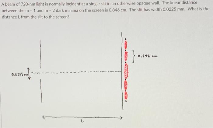 A Beam Of 720 Nm Light Is Normally Incident At A Single Slit In An Otherwise Opaque Wall The Linear Distance Between Th 1