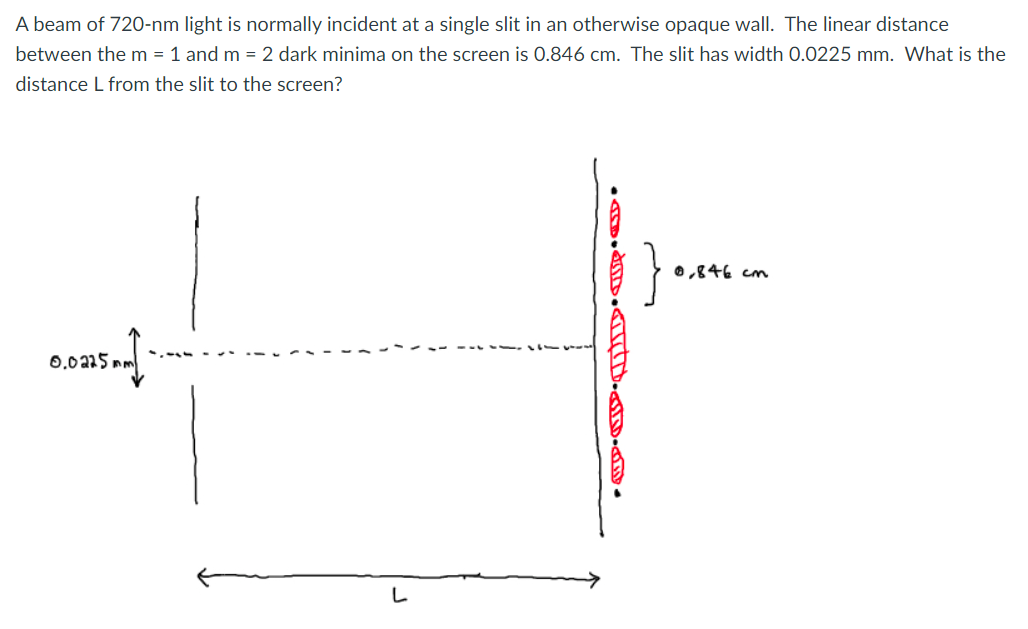 A Beam Of 720 Nm Light Is Normally Incident At A Single Slit In An Otherwise Opaque Wall The Linear Distance Between Th 1