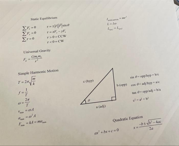 Constant Acceleration Equations 1 X T X Vt At 2 V T V At 3 V 2a X X W F Ar F Ar Constant Forc 2