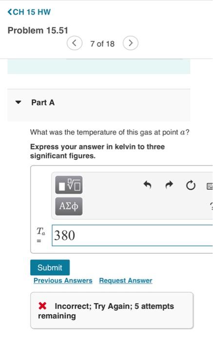 Ch 15 Hw Problem 15 51 Review Constants The Pv Diagram In Shows A Process Abc Involving 0 790 Mole P Pa X 105 O 2