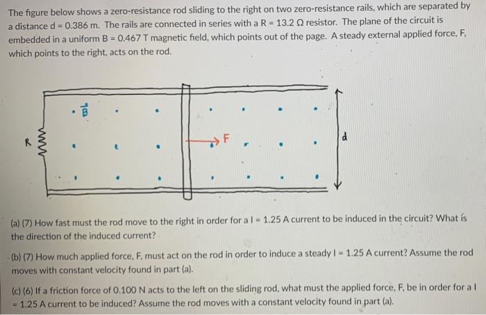 The Figure Below Shows A Zero Resistance Rod Sliding To The Right On Two Zero Resistance Rails Which Are Separated By A 1