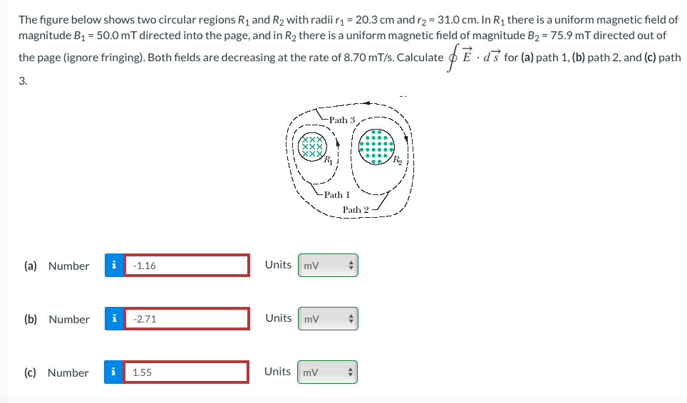 The Figure Below Shows Two Circular Regions R And R With Radii R 20 3 Cm And R 31 0 Cm In R There Is A Uniform 1