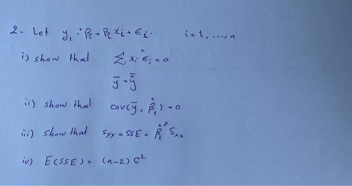 2 Let Y Bbxi E I 1 Sn I Show That Ii Show That Y G Coucy 8 I Show That Syyasse Sex O 1 Iv E Sse 1