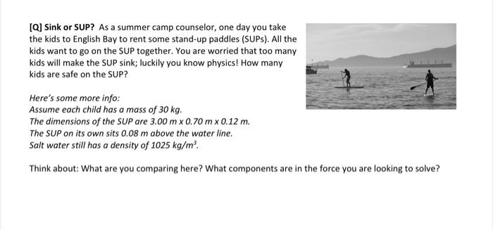 Q Sink Or Sup As A Summer Camp Counselor One Day You Take The Kids To English Bay To Rent Some Stand Up Paddles Sup 1