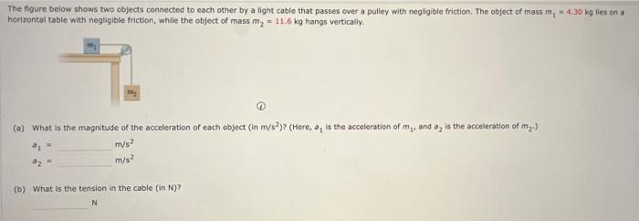 The Figure Below Shows Two Objects Connected To Each Other By A Light Cable That Passes Over A Pulley With Negligible Fr 1