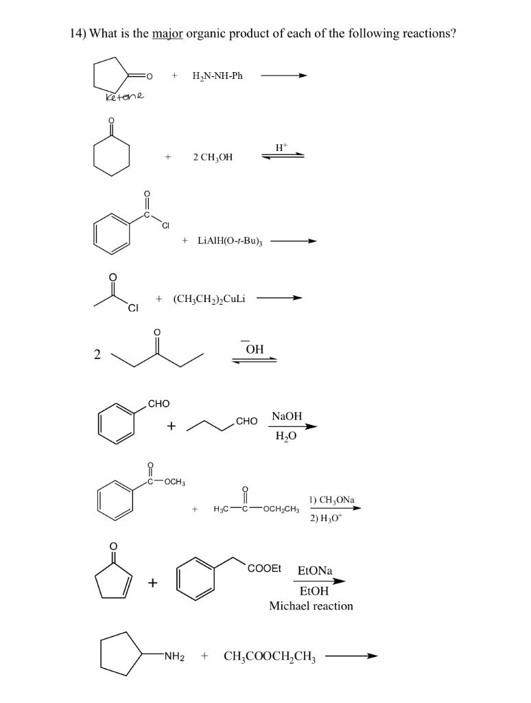 14 What Is The Major Organic Product Of Each Of The Following Reactions Hn Nh Ph Ketene D H 2 Ch Oh Liaih O 1 Bu 1