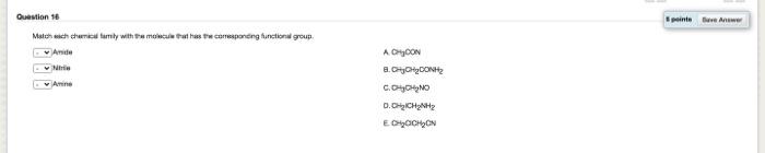 Pointer Question 16 Malchich The Family With Me The Corresponding Functional Group And Anne Achycon B Cchoonh2 Coachno D 1