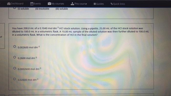 20 Dashboard Events This Course Eguides Quick Links My Courses Citi Soluble Soluble Ii Insoluble You Have 200 0 1