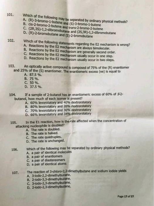 125 What Is The Major Organic Product Obtained From The Following Reaction O Bu Di Kob Tuor 2 Ob 20 16 A 1 B 2 C 3 4