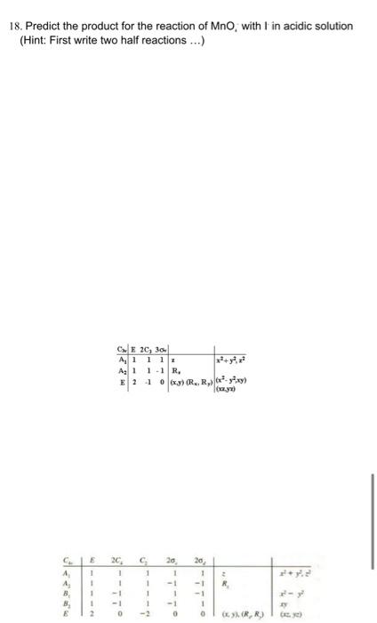 18 Predict The Product For The Reaction Of Mno With L In Acidic Solution Hint First Write Two Half Reactions Ce 1