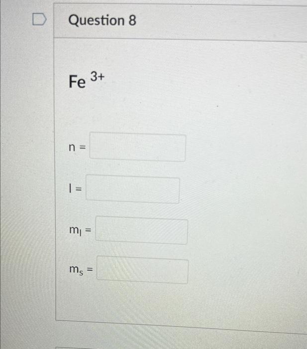 0 N3 N 1 M Ms Question 8 Fe 3 N 1 M Ms Na N 1 11 M Ms D Question 13 S 2 N 1 M 2