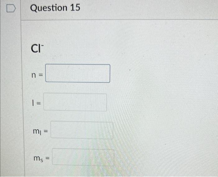 0 N3 N 1 M Ms Question 8 Fe 3 N 1 M Ms Na N 1 11 M Ms D Question 13 S 2 N 1 M 5