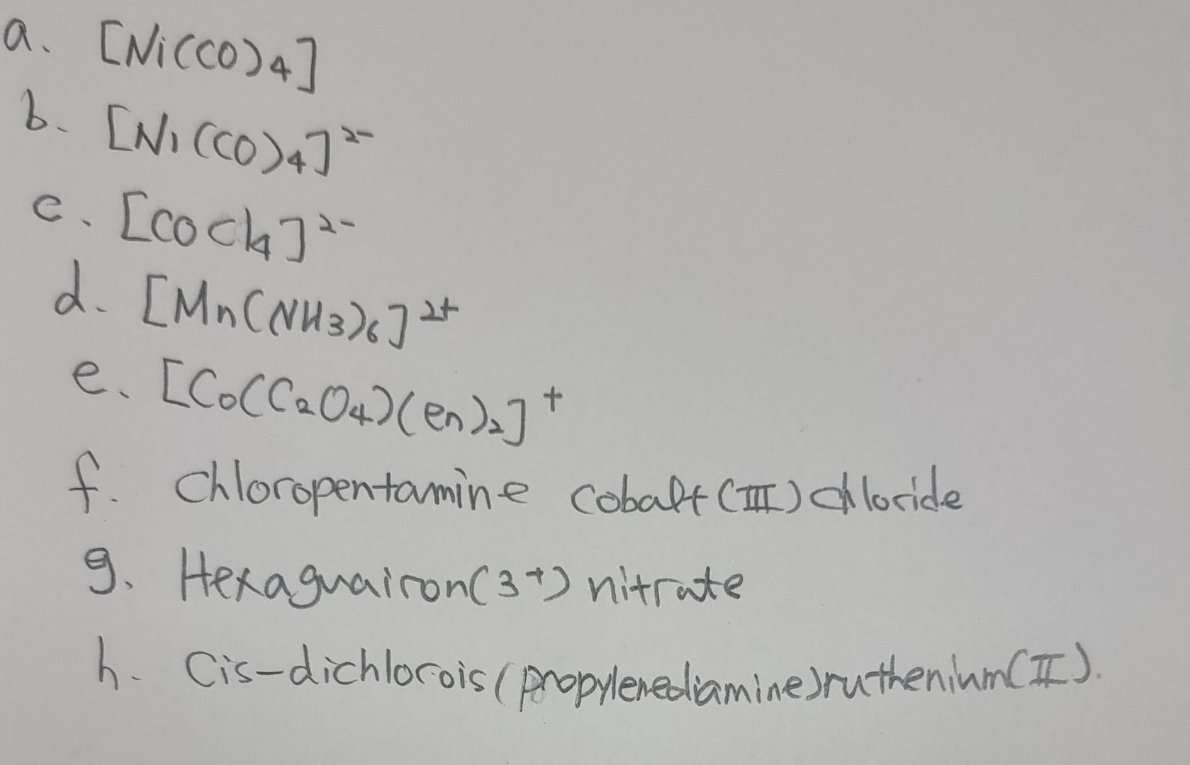 A Nicco 4 B Nicco 4 C Cool Cock D Mnc Nh3 6 2t E Cocc204 En C F Chloropentamine Cobalt Iii Chlorid 1