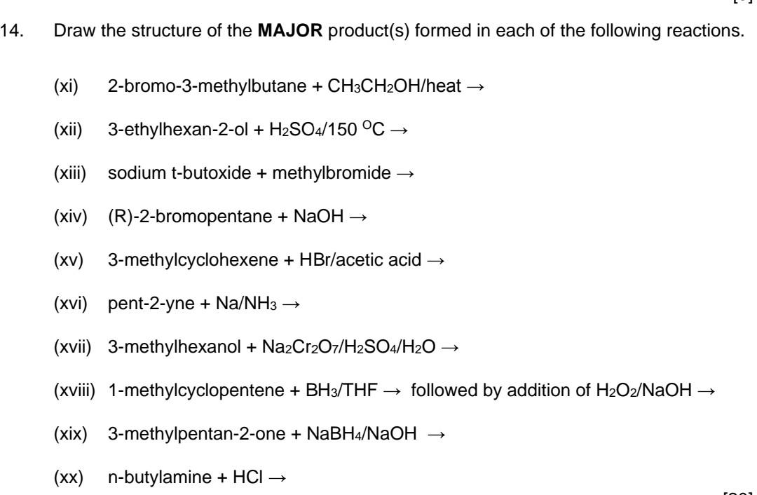 14 Draw The Structure Of The Major Product S Formed In Each Of The Following Reactions Xi 2 Bromo 3 Methylbutane 1