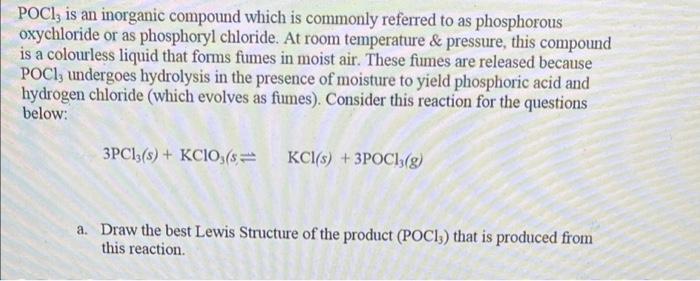 Poci Is An Inorganic Compound Which Is Commonly Referred To As Phosphorous Oxychloride Or As Phosphoryl Chloride At Ro 1