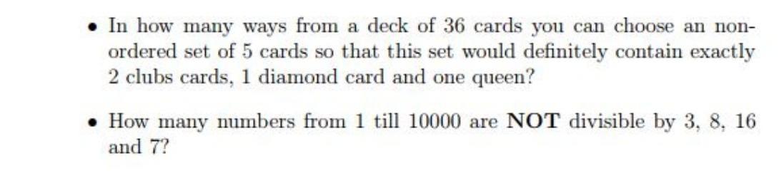 In How Many Ways From A Deck Of 36 Cards You Can Choose An Non Ordered Set Of 5 Cards So That This Set Would Definite 1
