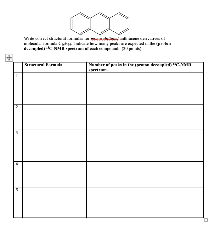 Write Correct Structural Formulas For Movosubtituted Anthracene Derivatives Of Molecular Formula C16h14 Indicate How Ma 1
