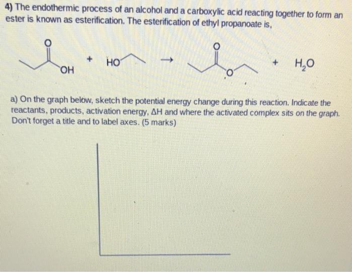 4 The Endothermic Process Of An Alcohol And A Carboxylic Acid Reacting Together To Form An Ester Is Known As Esterifica 2