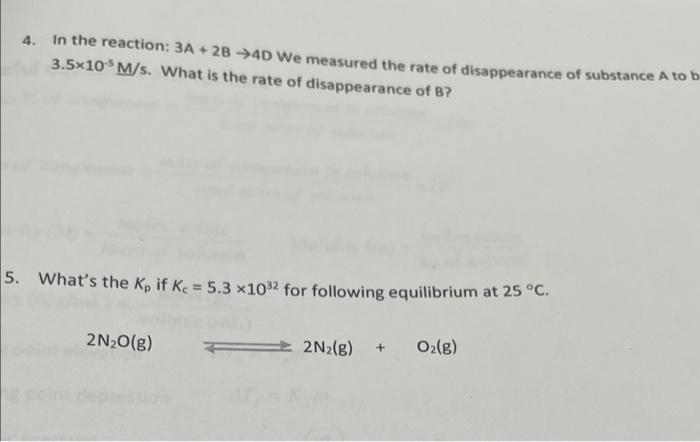 4 In The Reaction 3a 2b 40 We Measured The Rate Of Disappearance Of Substance A To B 3 510 M S What Is The Rate Of 1
