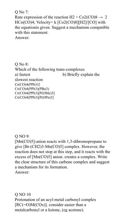 No 1 Write The Transition Metal Containing Products Formed In The Following Reactions Answer A Mn Co S H2c Ch Ch 2