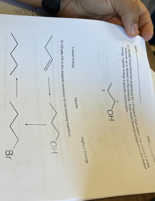 Dewman Portare Do The West Righest Energy Gauche Conformation Oh Higher Energy Gauche Lowest Energy 19 12 Pts Fill In 2