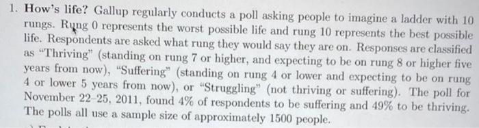 1 How S Life Gallup Regularly Conducts A Poll Asking People To Imagine A Ladder With 10 Rungs Ryng 0 Represents The W 1