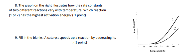 8 The Graph On The Right Illustrates How The Rate Constants Of Two Different Reactions Vary With Temperature Which Rea 1