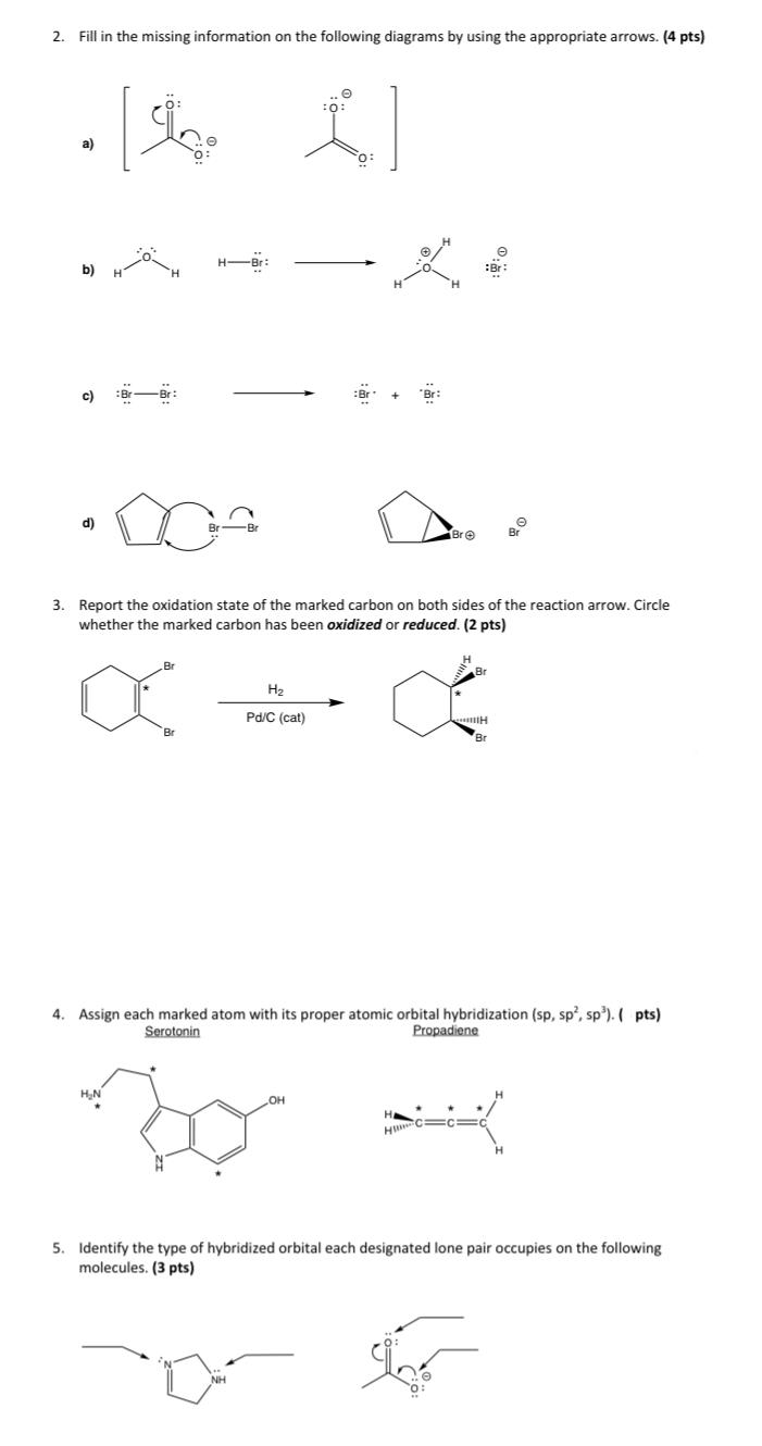 2 Fill In The Missing Information On The Following Diagrams By Using The Appropriate Arrows 4 Pts Sho Il A E B 1