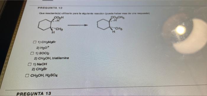 Pregunta Ohe Reactie Per Coh Coch Ch X Chs H H H 1 Chgmger 2 H30 1 Soc2 2 Ch3oh Trietilamine 1 Naoh 2 Ch3 Br 1