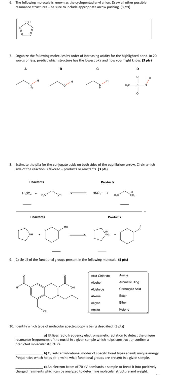 6 The Following Molecule Is Known As The Cyclopentadienyl Anion Draw All Other Possible Resonance Structures Be Sure 1
