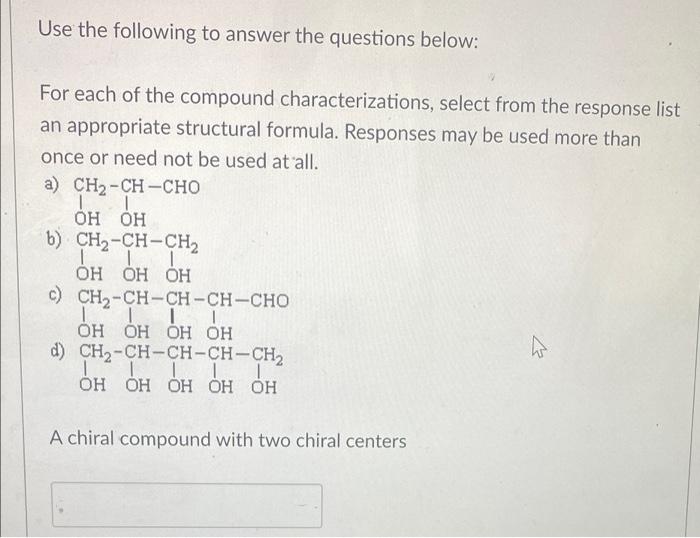 Use The Following To Answer The Questions Below For Each Of The Compound Characterizations Select From The Response Li 1