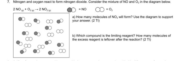 7 Nitrogen And Oxygen React To Form Nitrogen Dioxide Consider The Mixture Of No And O In The Diagram Below 2 No 2 No 1