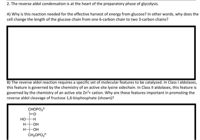 2 The Reverse Aldol Condensation Is At The Heart Of The Preparatory Phase Of Glycolysis A Why Is This Reaction Needed 1