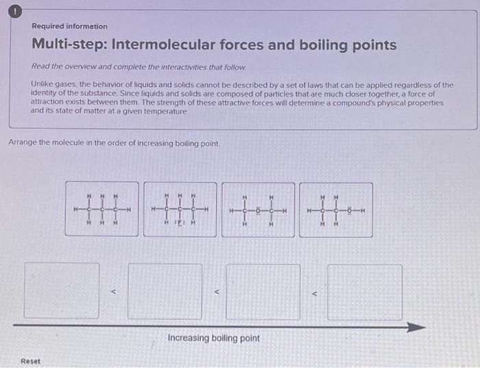 Required Information Multi Step Intermolecular Forces And Boiling Points Read The Overview And Complete The Interactivi 1