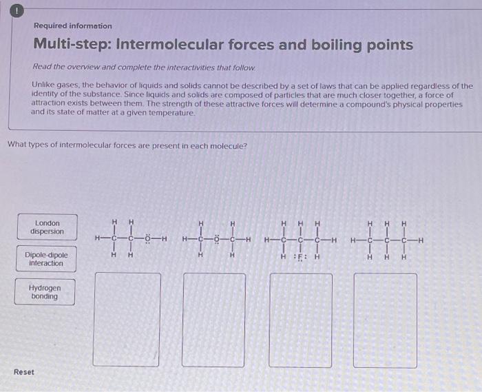 Required Information Multi Step Intermolecular Forces And Boiling Points Read The Overview And Complete The Interactivi 2