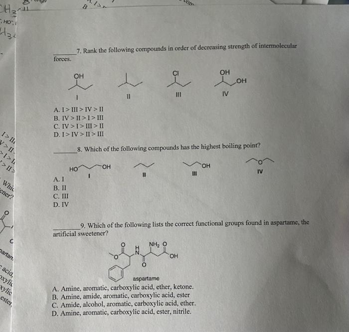 Ho 434 I Ih Y Ii I H Ii Whic Ener C Partan Acia Oxylic 50 Exylic Ester Om 1 7 Rank The Following Compound 1