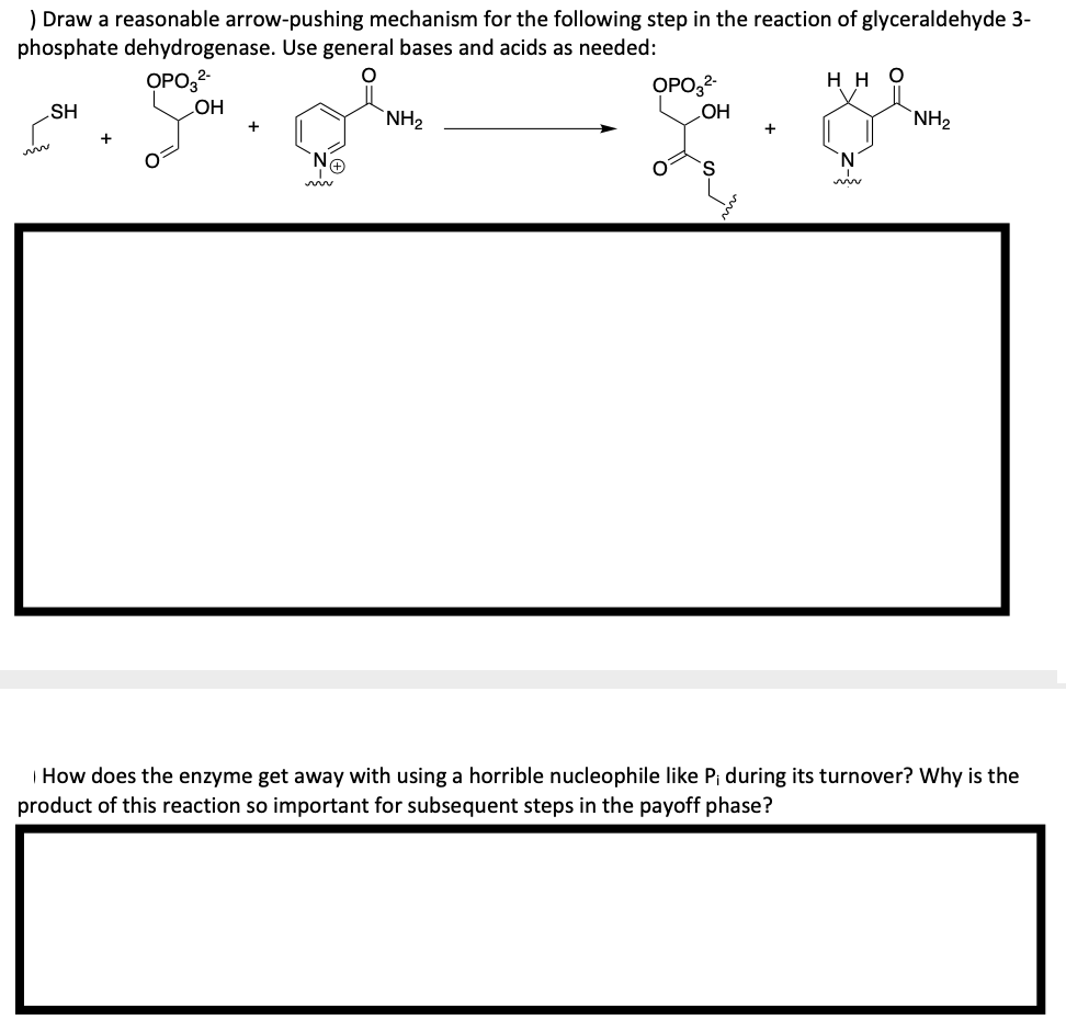 Draw A Reasonable Arrow Pushing Mechanism For The Following Step In The Reaction Of Glyceraldehyde 3 Phosphate Dehydr 1