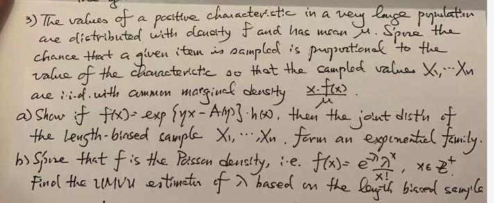 3 The Values Of A Positive Characteristic In A Very Large Population Are Distributed With Density Of And Has Mean U Sp 1