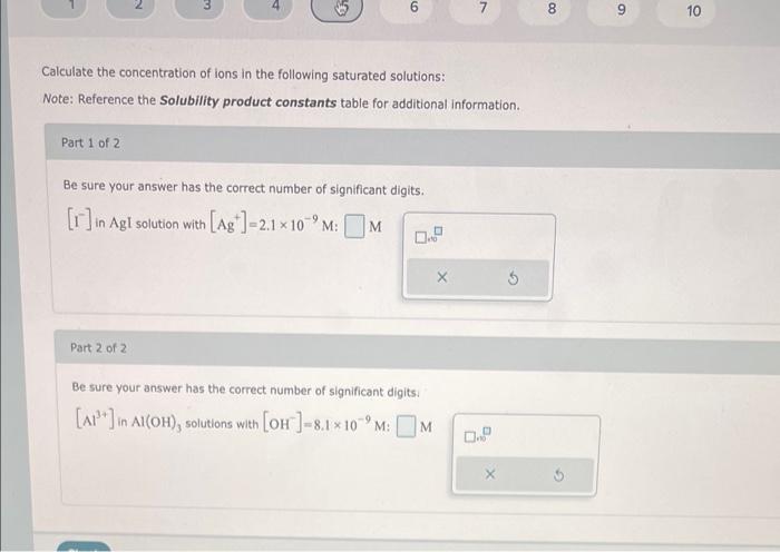 4 6 8 Calculate The Concentration Of Ions In The Following Saturated Solutions Note Reference The Solubility Product C 1