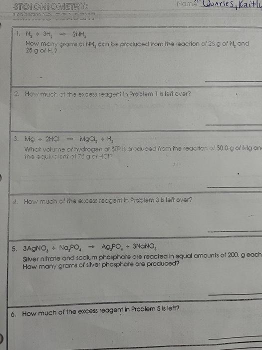 Name Warles Kaitle Stoichiometry Taranting Pendent 1 M 3h 2mm How Many Grams Of Nh Can Be Procluced From The R 1
