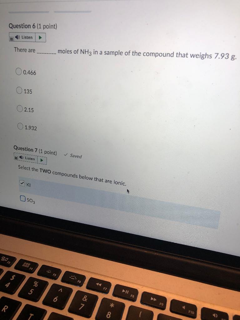 Question 6 1 Point Listen There Are 4 R 0 466 135 2 15 1 932 Question 7 1 Point Saved Listen Select The Two Comp 1