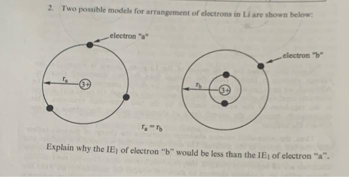 2 Two Possible Models For Arrangement Of Electrons In Li Are Shown Below Electron A Electron B 3 T Tb Explain 1